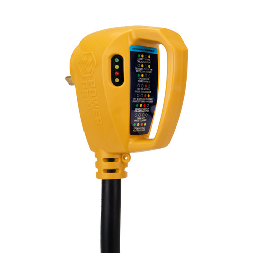 Camco Power Grip RV 18" 30-Amp Circuit Analyzer Dogbone - Features Integrated Surge Protection & Fault Indication, 18", 30-Amp Male to 50-Amp Female, 125V / 3750W (55460)