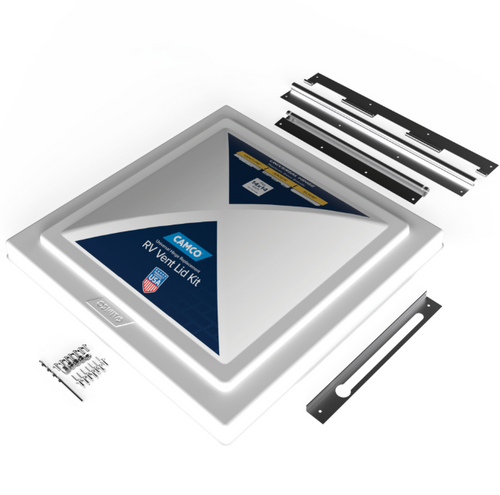 Camco Universal RV Roof Vent Replacement Kit — Fits Standard 14" x 14" Vent Openings – Works with Jensen, Ventline, and Elixir Models – Includes 3 Hardware Options (40195)