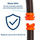 RhinoFLEX 20\u0027 Sewer Hose Kit w/4N1,Elbow, Caps