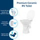 Camco Premium Ceramic RV Toilet with Ergonomic Design - White