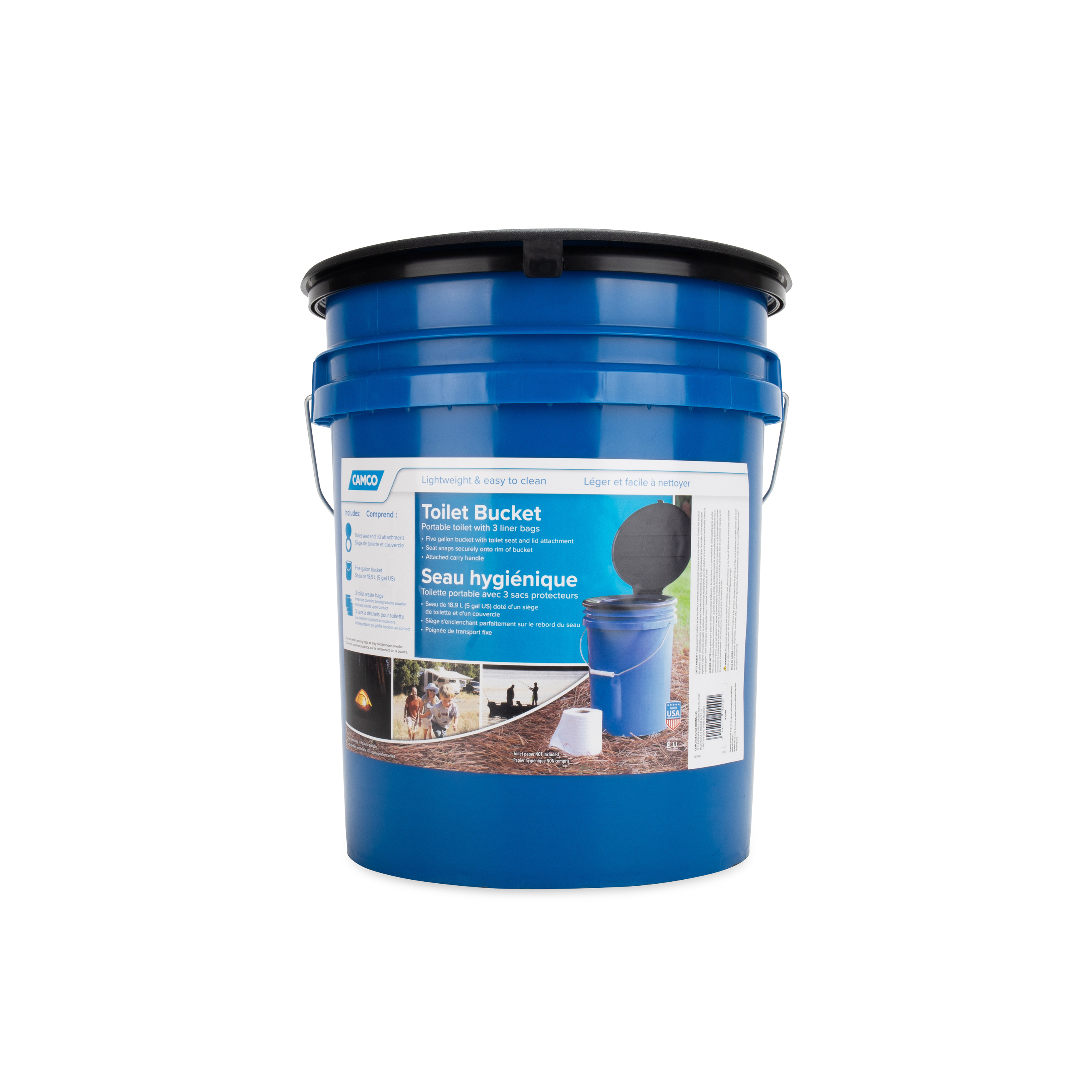 Camco Toilet Bucket with Seat and Lid Kit Camco Outdoors Camco Outdoors