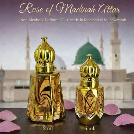 Rose of Madinah 6ml  (Non Alcoholic Attar) in gold bottle