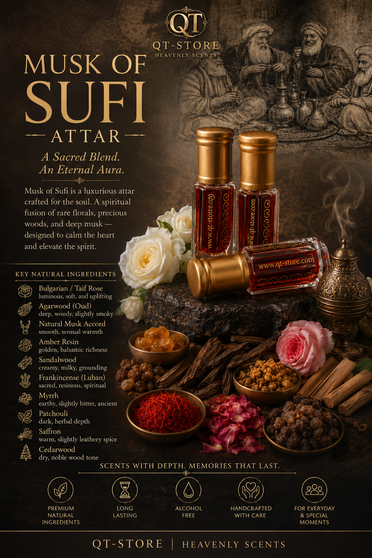 QT The Musk of Sufi Attar batch 11112024 (Non-Alcoholic) A Fragrance of Devotion. An Aura of the Soul