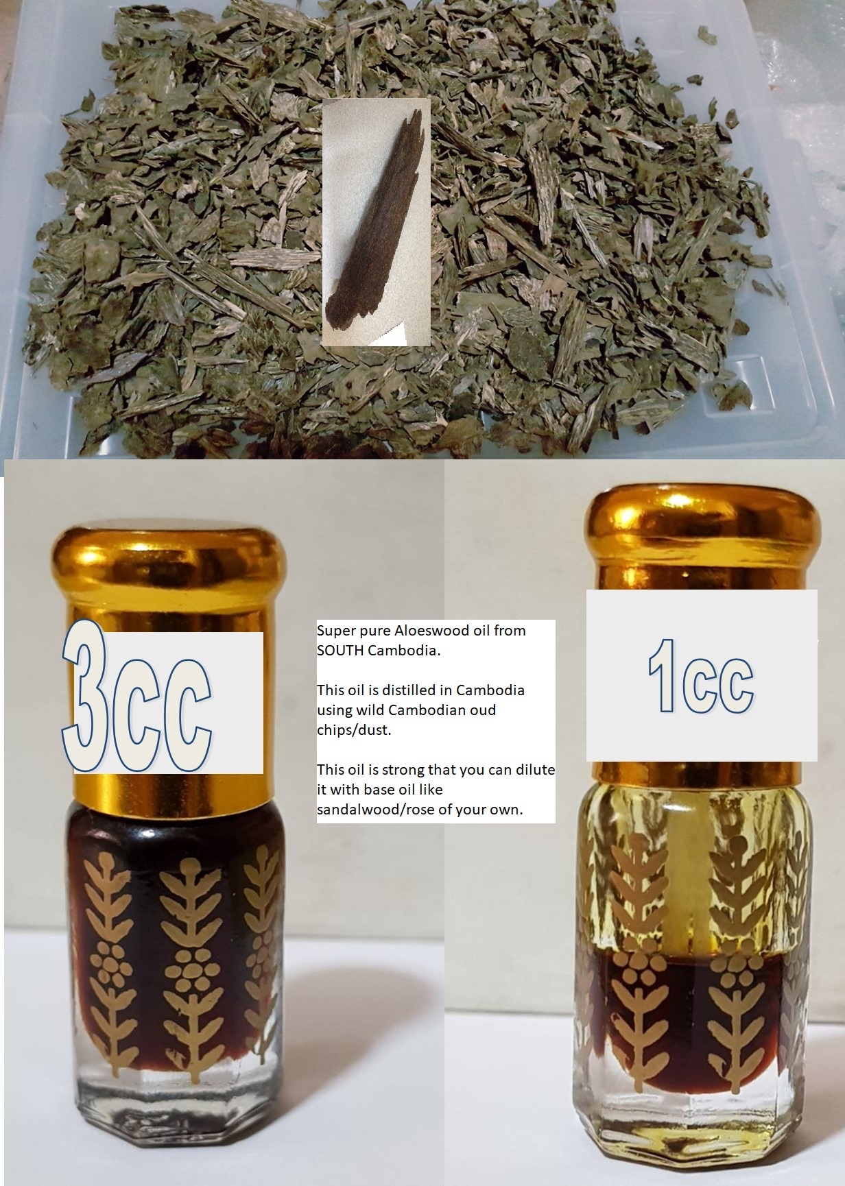 Pure Super SOUTH Cambodia Oud Aloeswood / Agarwood Oil 3ml www.qt