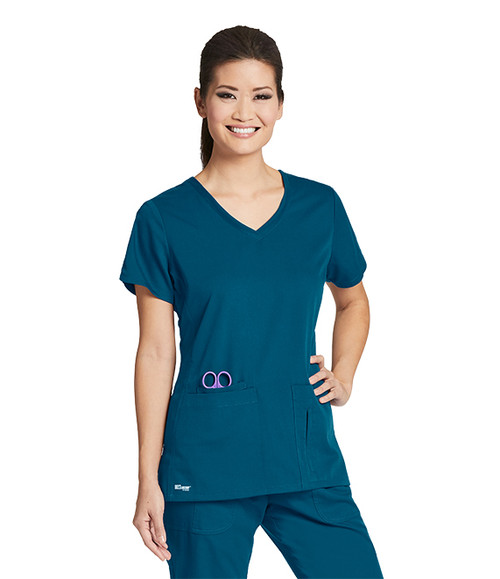 Grey's Anatomy Spandex STRETCH Mock Wrap Scrub Top