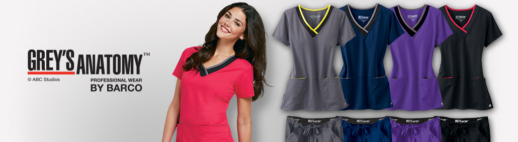 Grey's Anatomy Spandex Stretch Mock Wrap Scrub Top - S - Steel Gray