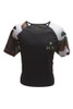 Raglan Camo, Moisture Wicking, Short Sleeve T (Black)