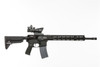 Right hand side view of the BCM® BFH 16" Mid Length Complete Upper Receiver w/ MCMR-13 Handguard installed to an AR-15 with a scope.