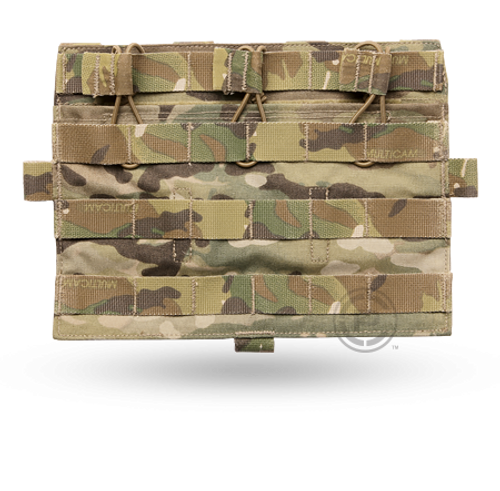 This detachable flap attaches to the front platebag (Standard or MBAV) of AVS™ to provide three M4 mag pouches