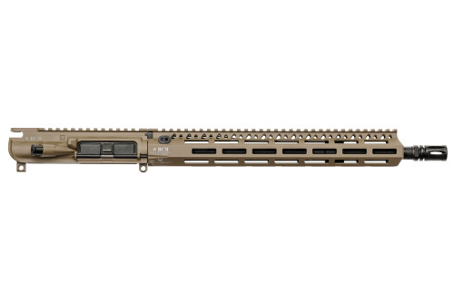 Right hand side view of BCM® MK2 Standard Mid Length FDE 14.5" Complete Upper Receiver w/ MCMR-13 Handguard.