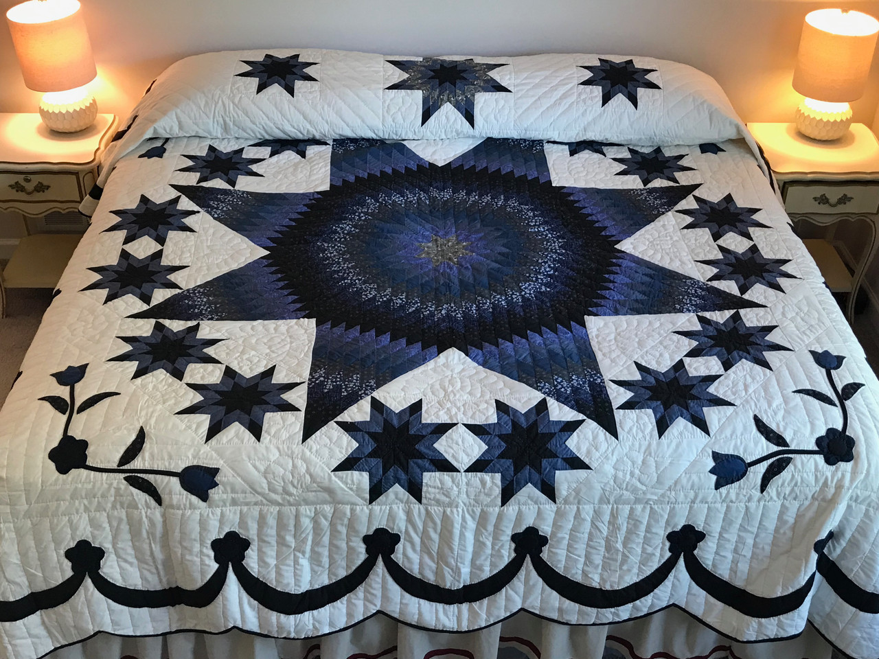 Stars All Around Amish Quilt 101x112