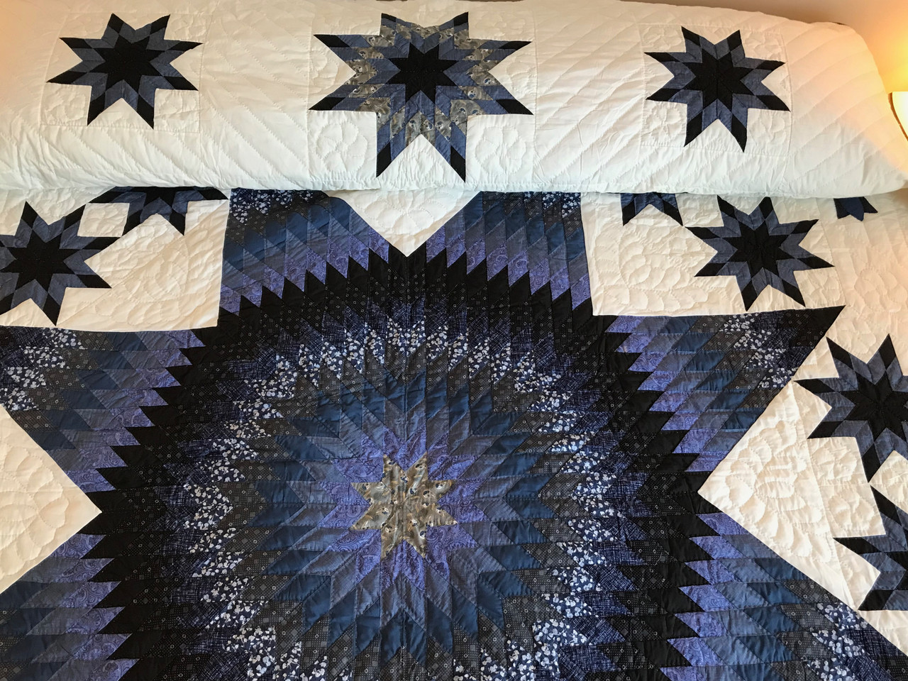 Stars All Around Amish Quilt 101x112