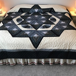 Broken Star Log Fan Amish Patchwork Quilt   101x114 