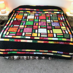 Stained Glass Batik Patchwork Amish Quilt   113x114 