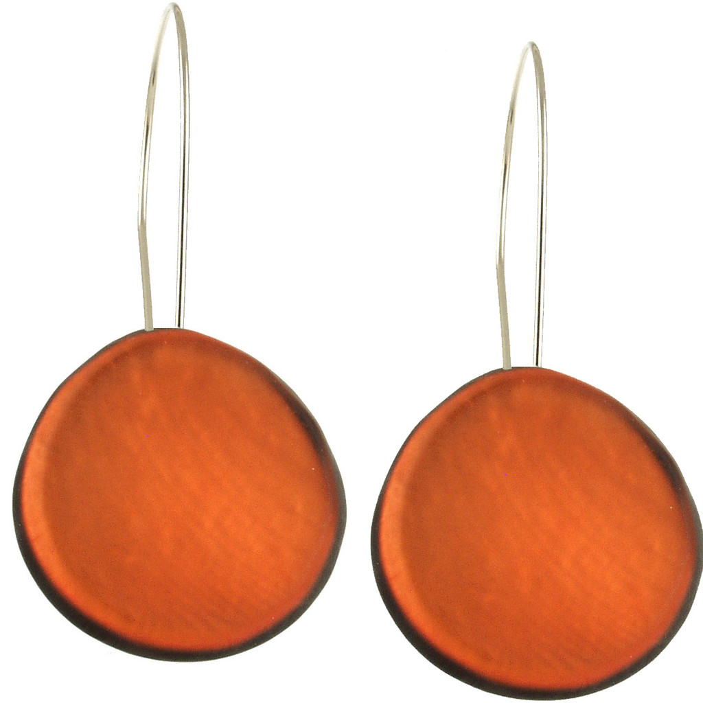 4566-5 - ROUND RESIN EARRING - ORANGE - 1.75"