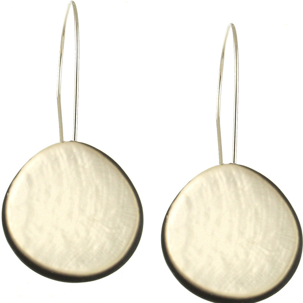 4566-8 - ROUD RESIN EARRING - WHITE - 1.75"