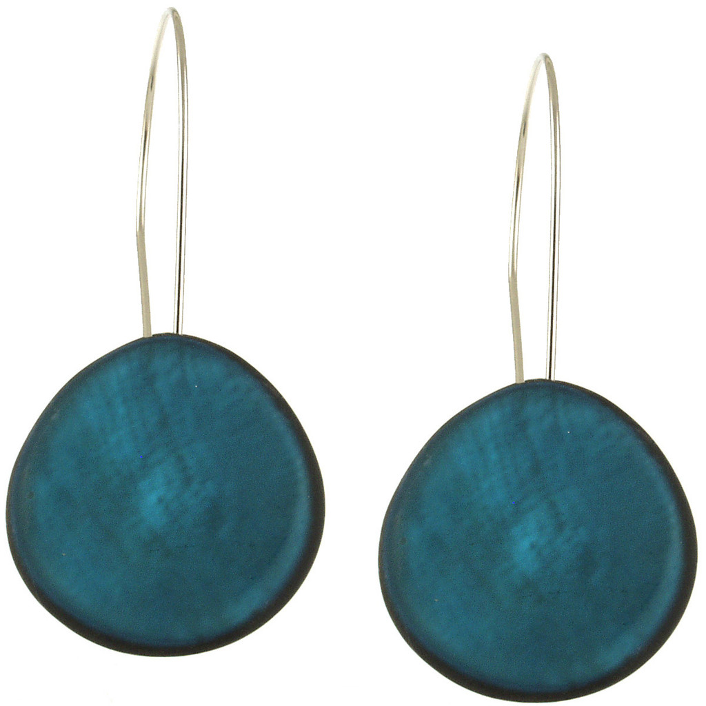 4566-22 - ROUND RESIN EARRING - OCEAN BLUE - 1.75"