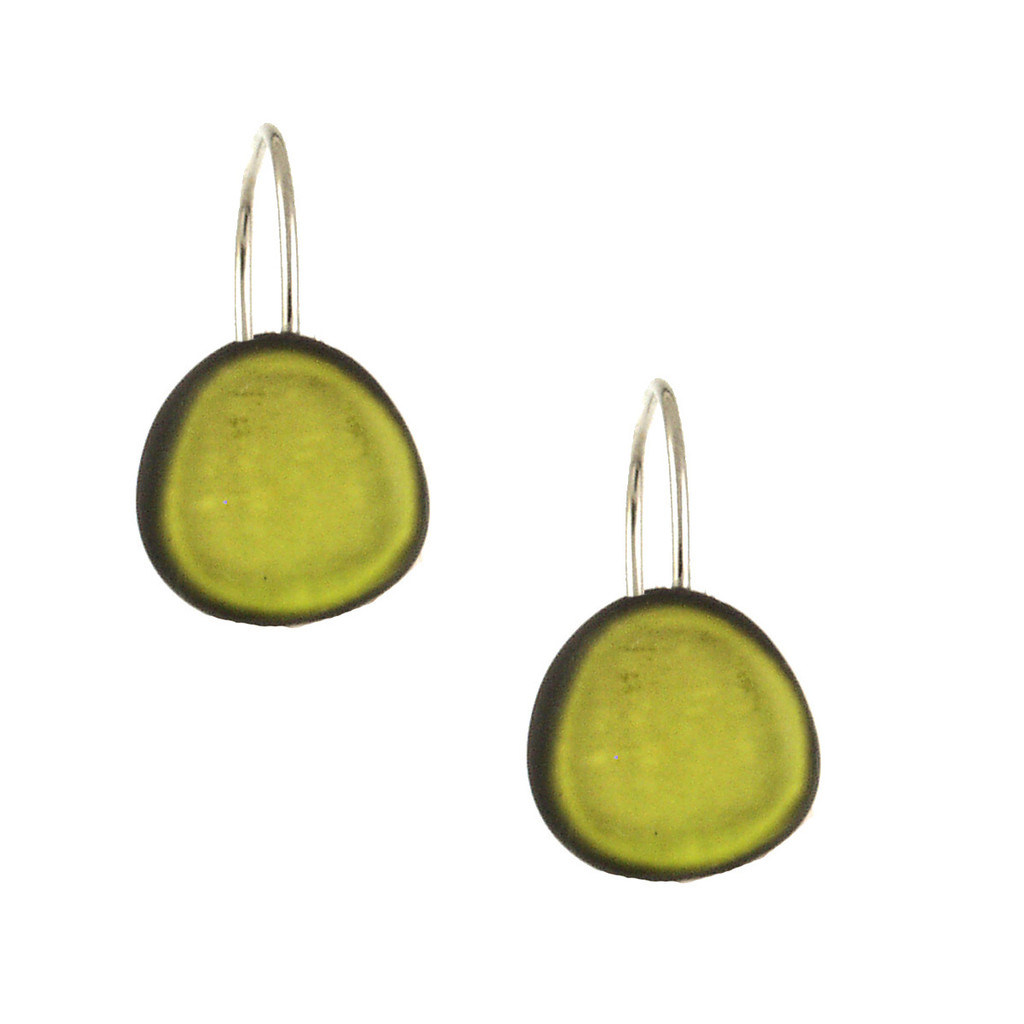 4571-06 - SMALL ROUND RESIN EARRING - PALM GREEN - .5"