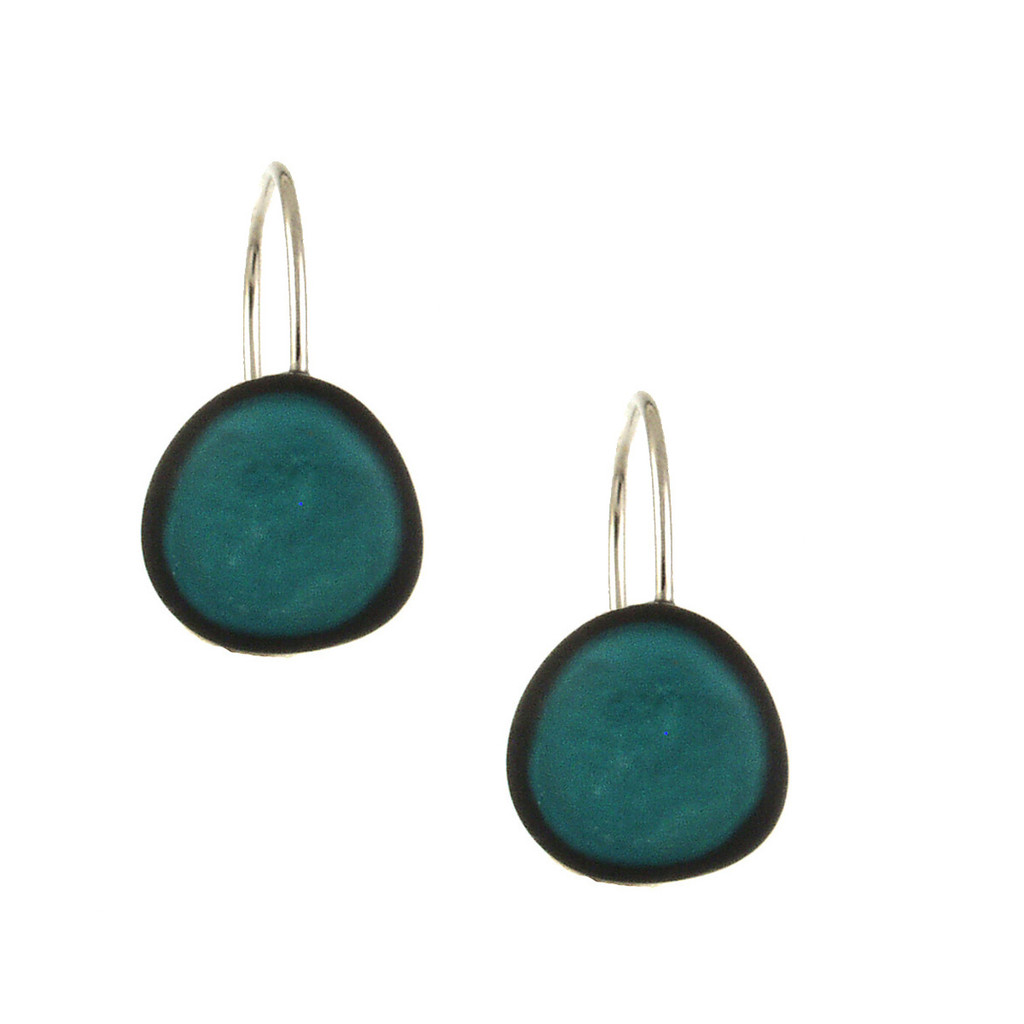 4571-2 - SMALL ROUND RESIN EARRING - MOSAIC BLUE - .5"