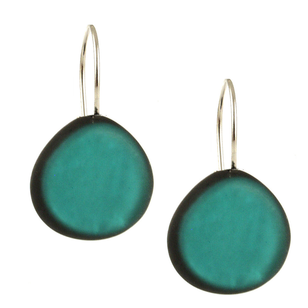 4570-2 - MEDIUM ROUND RESIN EARRING - MOSAIC BLUE - .75"