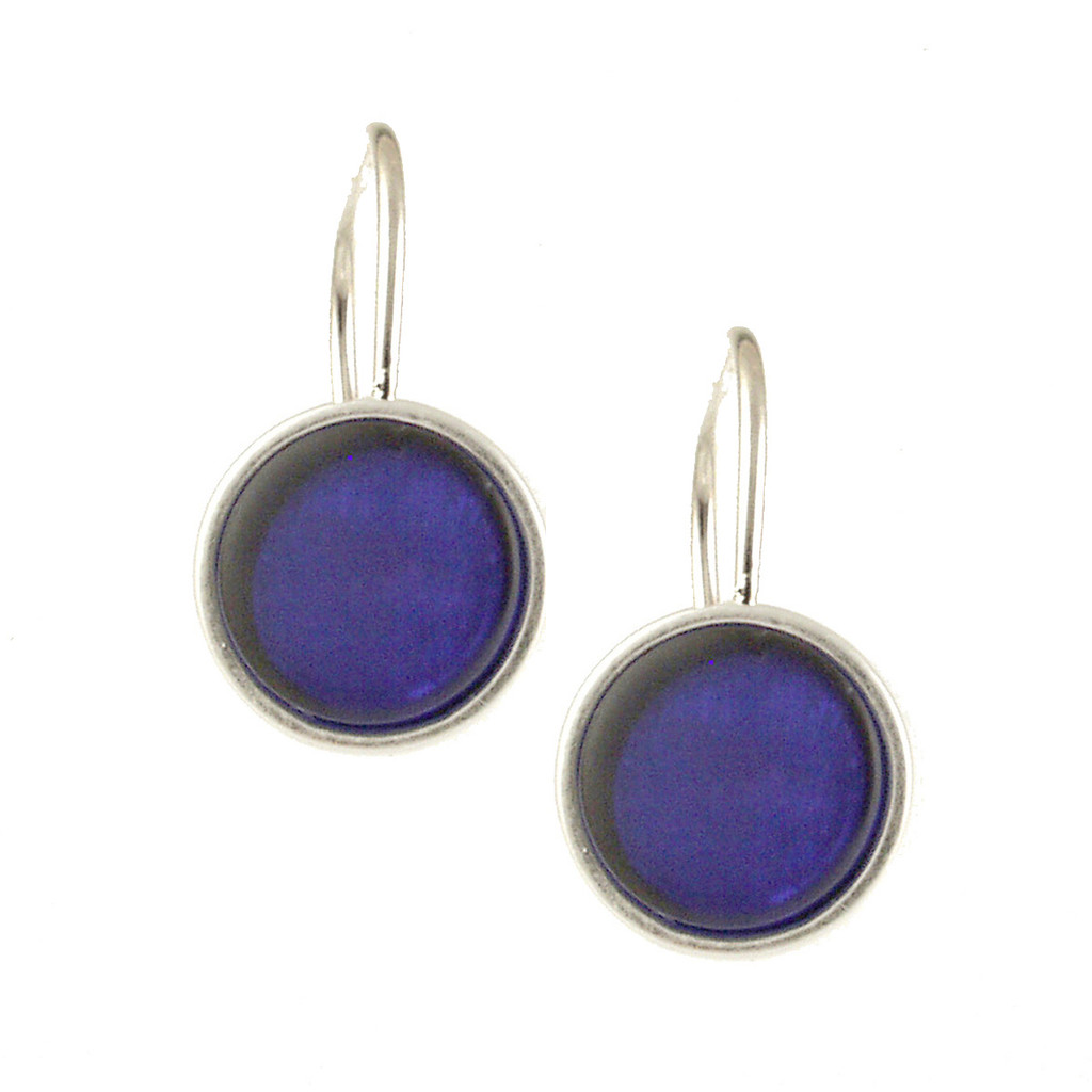 4515-29 - SMALL ROUND ALUM EARRING - STAR SAPPHIRE