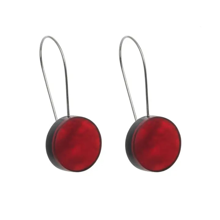 4964-1 - RESIN DISC EARRING - 1.5" RED