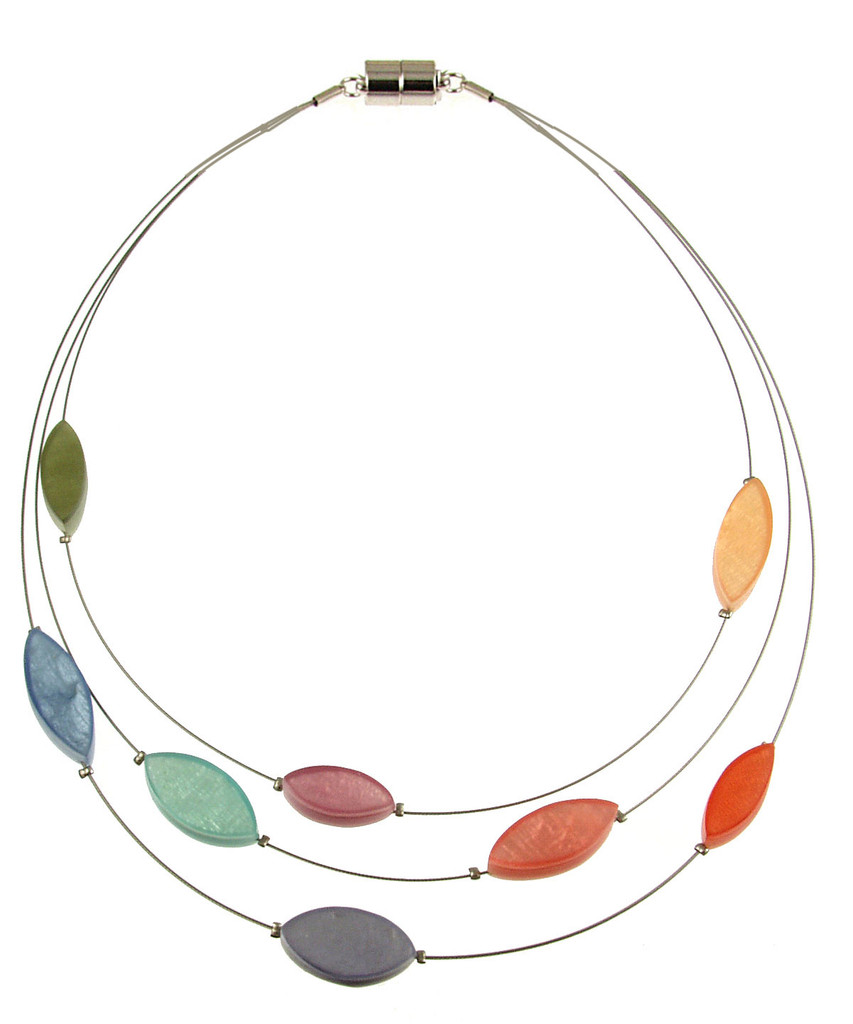 2058-5 - MULTI LEAF NECKLACE - PASTEL COMBINATION - 18"