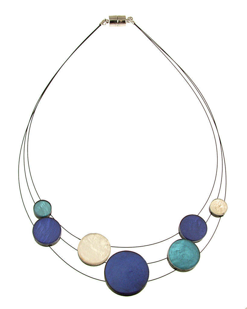 4961-23 - PLANETARY 3 STRAND NECKLACE - BLUE COMBINATION - 18"