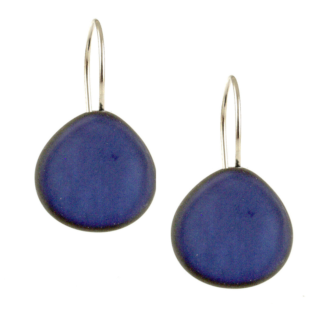 4570-29 - MEDIUM ROUND RESIN EARRING - STAR SAPPHIRE - .75"