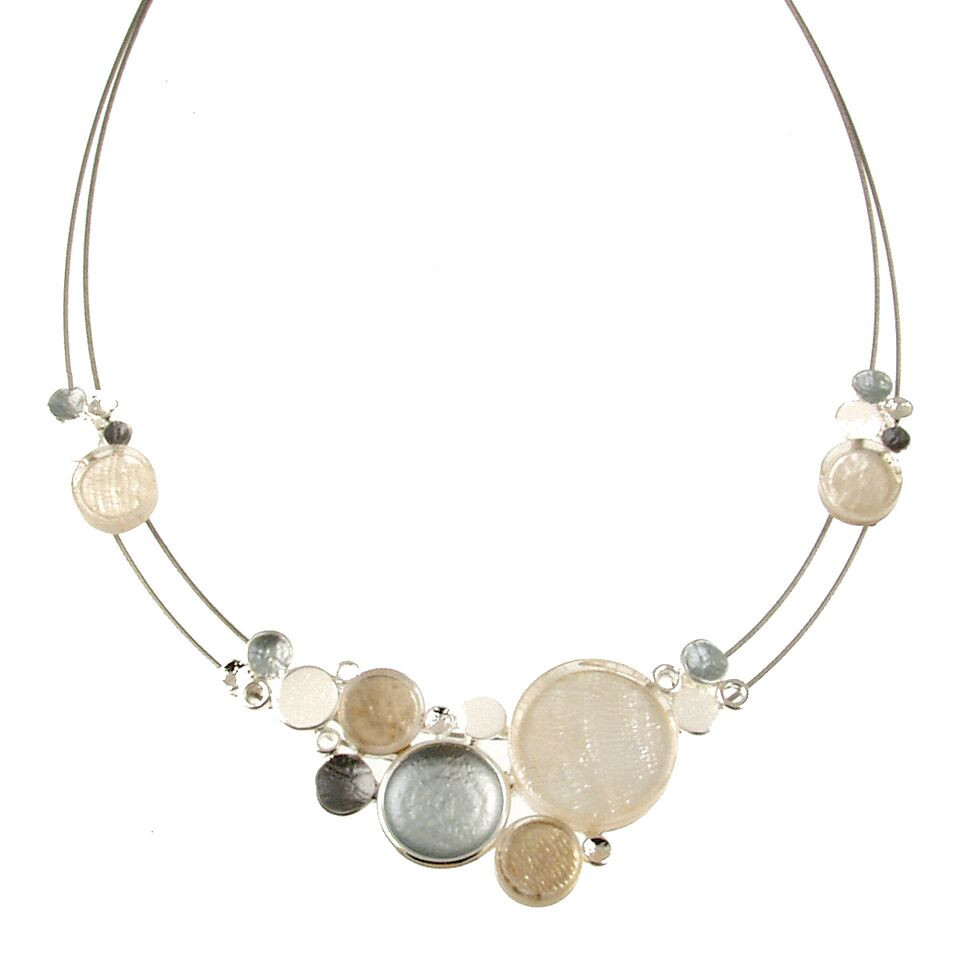 3440-1 - MULTI DOTS NECKLACE - CREAM WHITE COMBINATION 18"