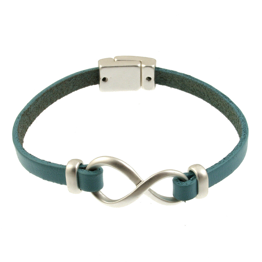 6138-5 - MATTE SILVER/TURQUOISE INFINITY BRACELET