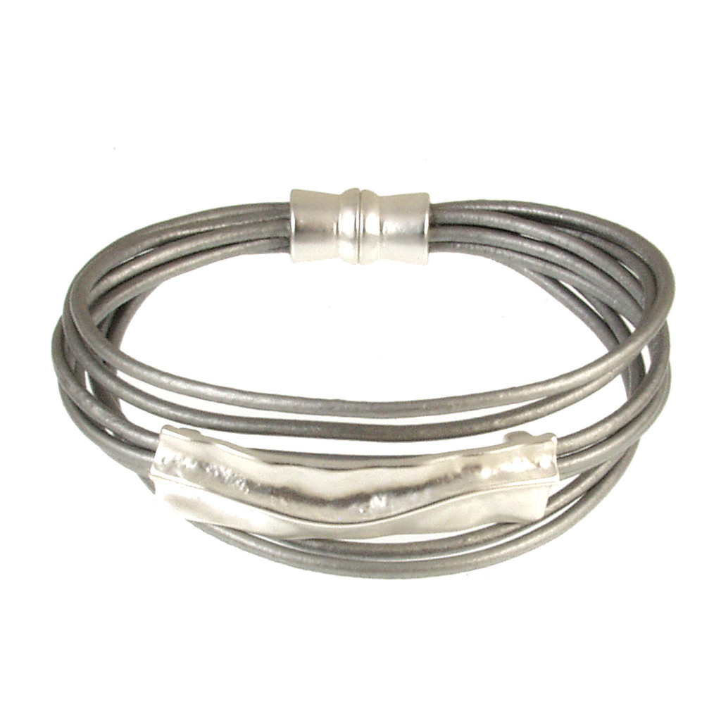6957-1 - Matte Silver/Grey Bar Bracelet