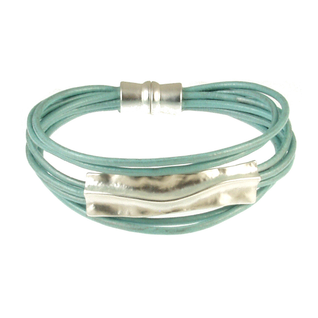 6957-106 - Matte Silver/Blue Bar Bracelet