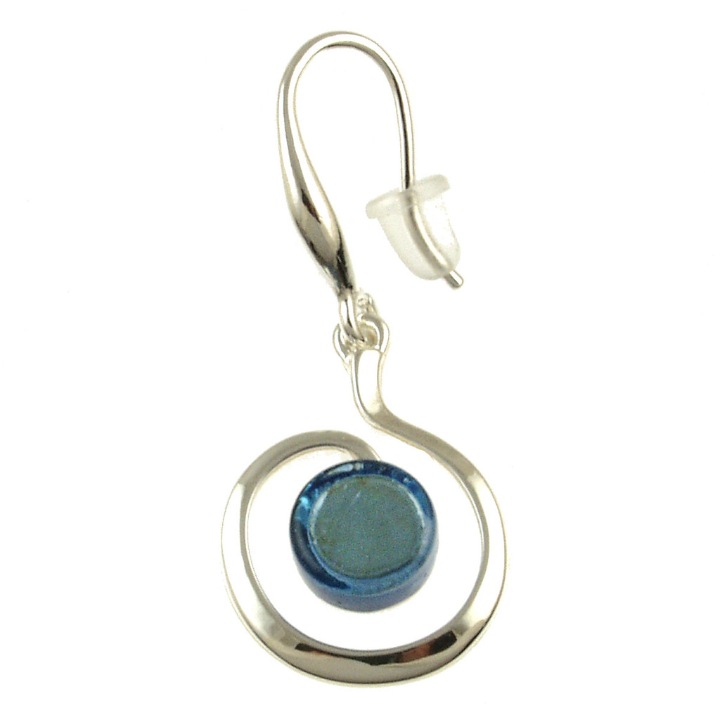 3258-2 - Shiny Silver/Light Blue Swirl Earring