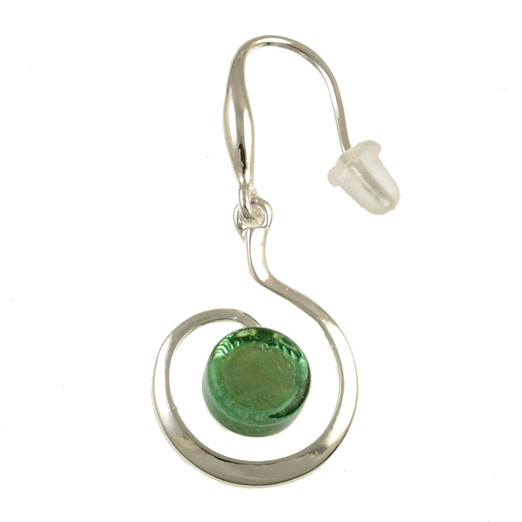 3258-3 - Shiny Silver/Lime Green Swirl Earring