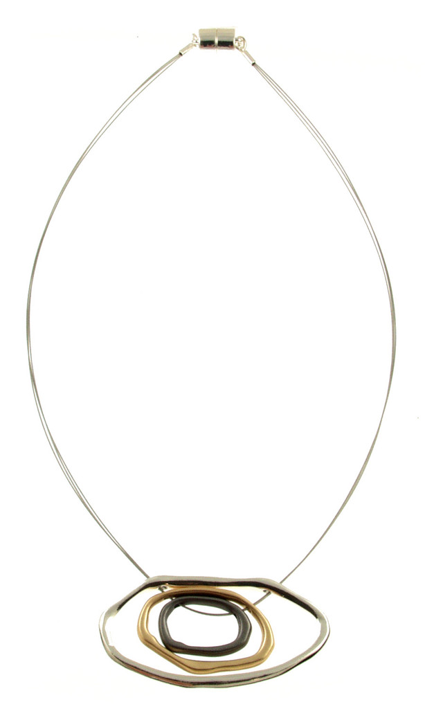 5172-1 - GOLD/METALLIC GUNMETAL CIRCLE PENDANT