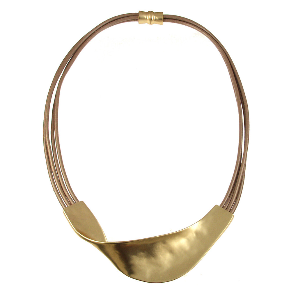 5189-63 - LIGHT MATTE GOLD/CHAMPAGNE TWIST LEATHER NECKLACE - 18"