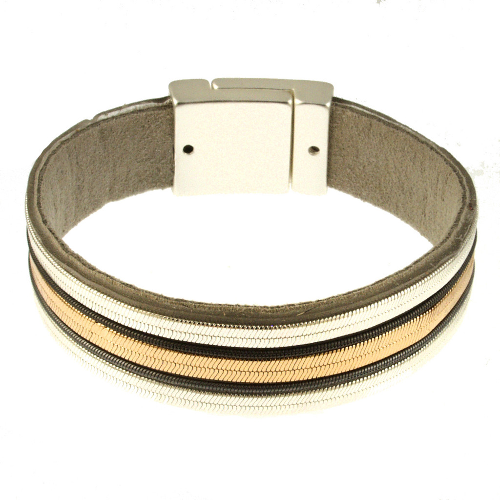 6220-1 - MATTE SILVER/GOLD BRACELET - 7.25"