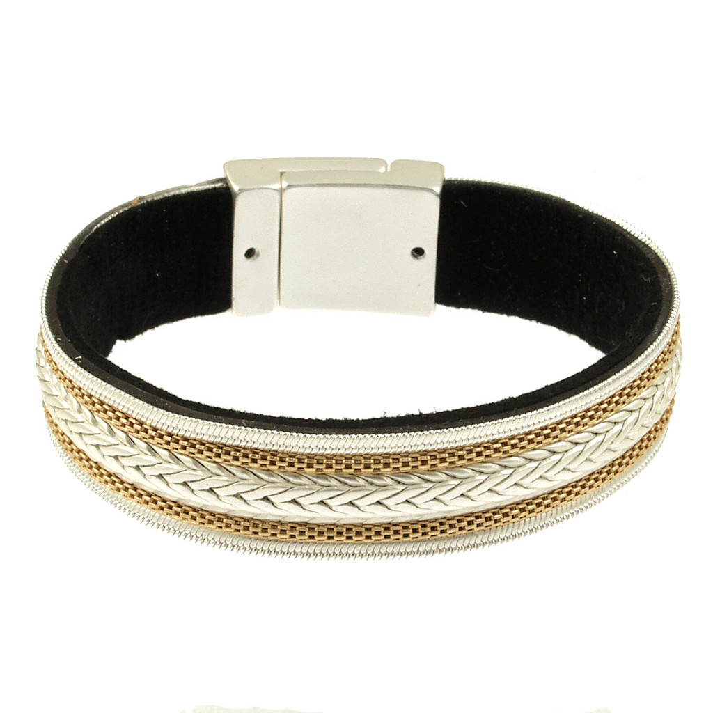 6223-1 - MATTE SILVER/MATTE GOLD BRACELET - 7.25"