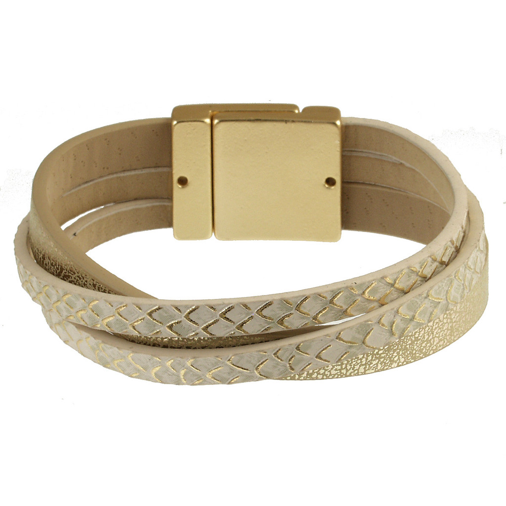 6250-2 - LIGHT MATTE GOLD/SNAKE PRINT BRACELET - 7.25"