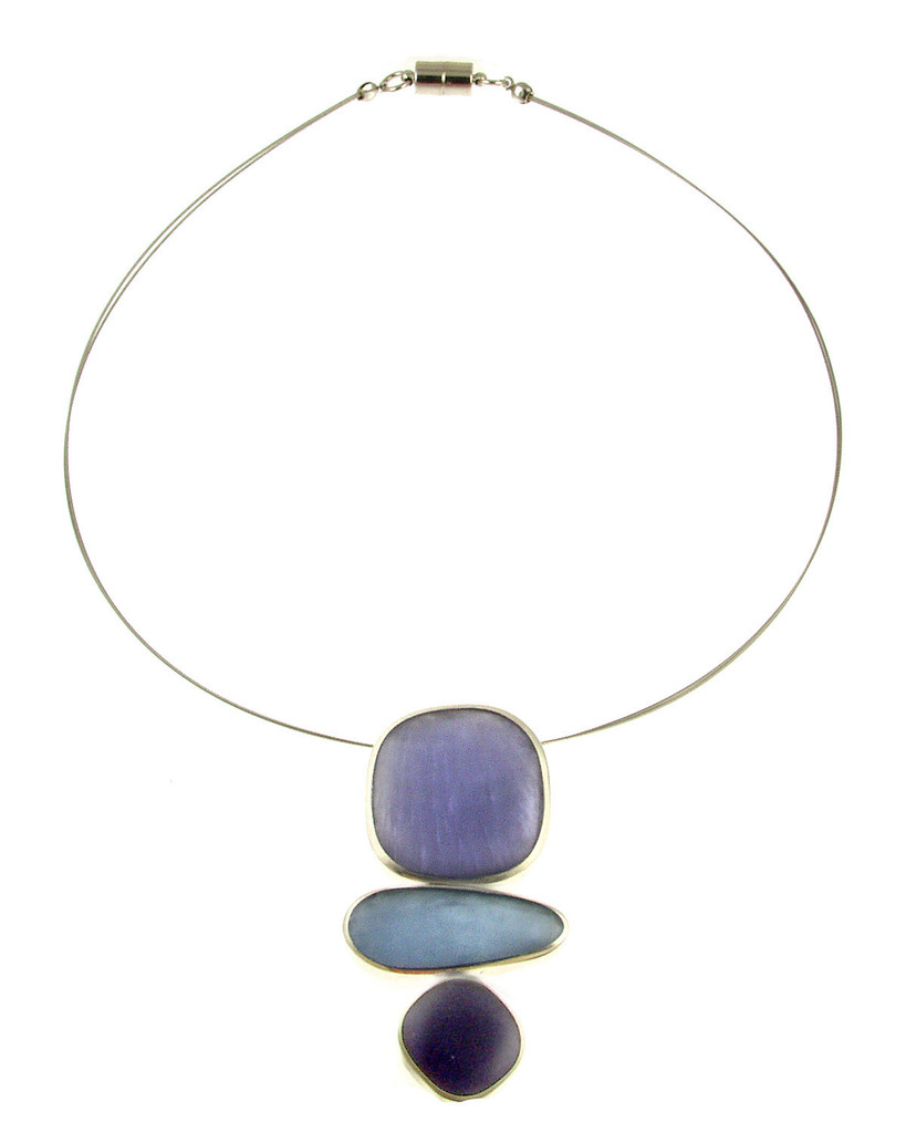 4222-4 - 3PCE. MAGNETIC CLASP DROP PENDANT - 17" PURPLE/PERIWINKLE