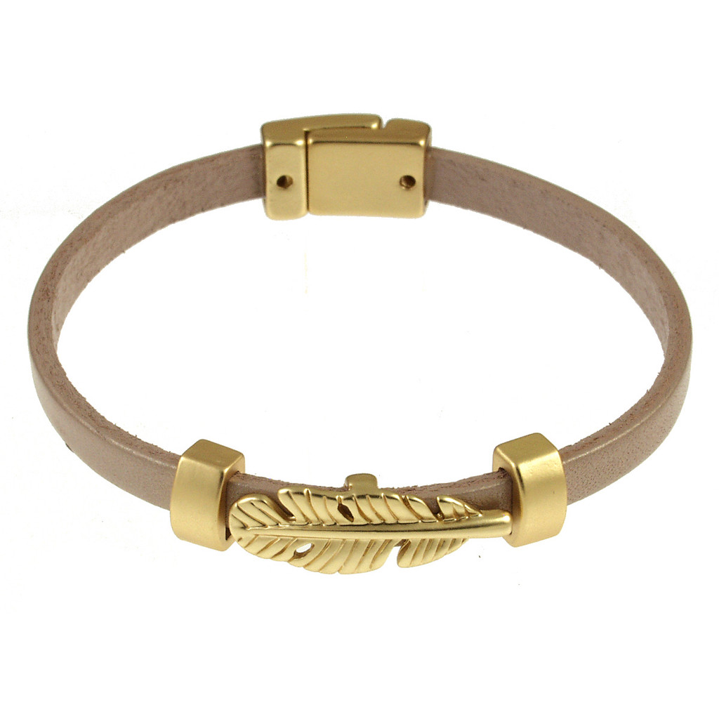 6485-83 - LIGHT MATTE GOLD/CHAMPAGNE LEAF BRACELET - 7.25"