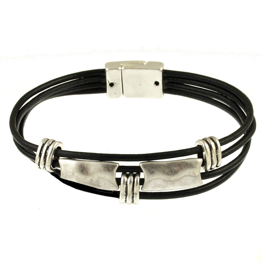 6575-4 - ANTIQUE SILVER/BLACK BRACELET - 7.25"