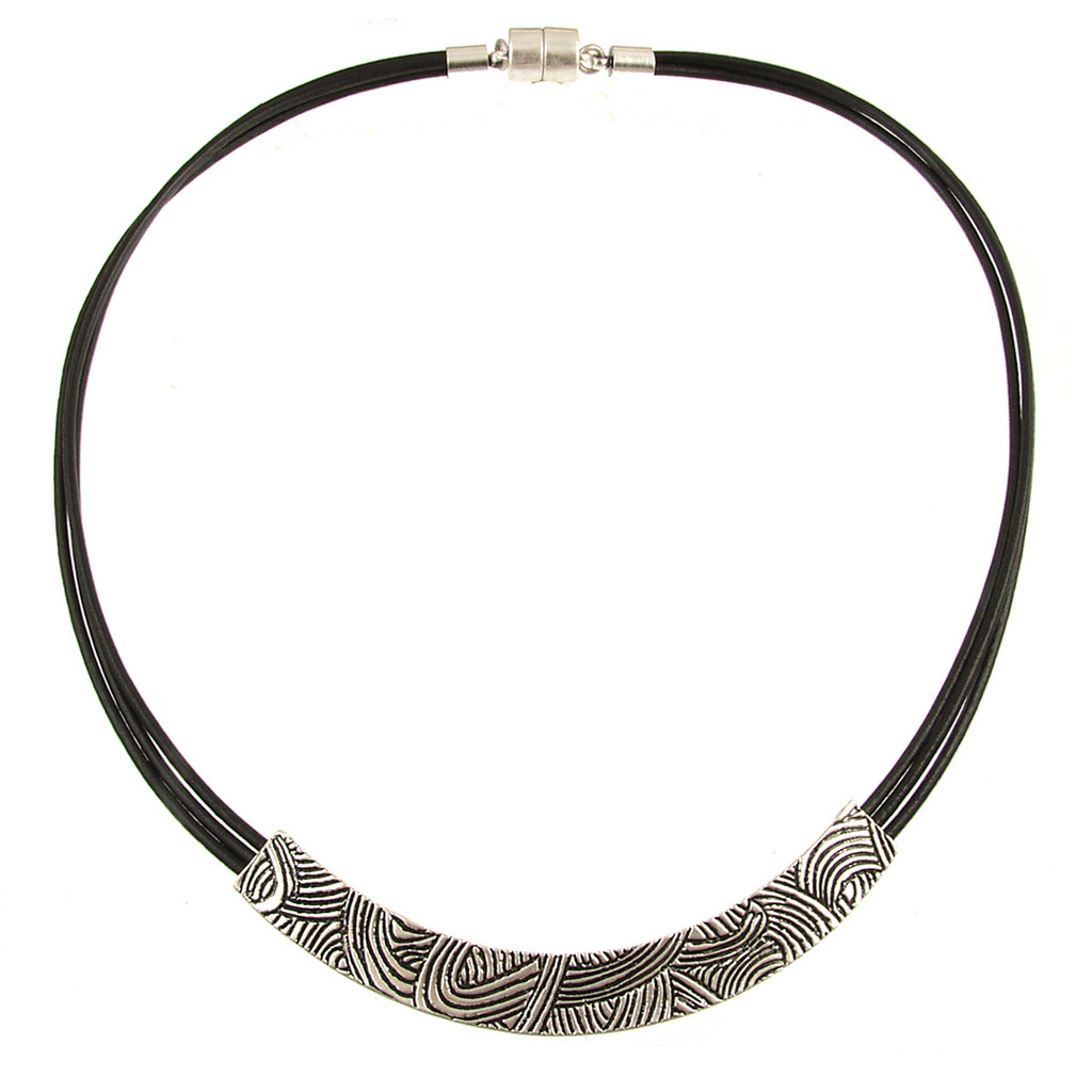 5215-4 - ANTIQUE SILVER/BLACK MAGNETIC CLASP NECKLACE - 18"