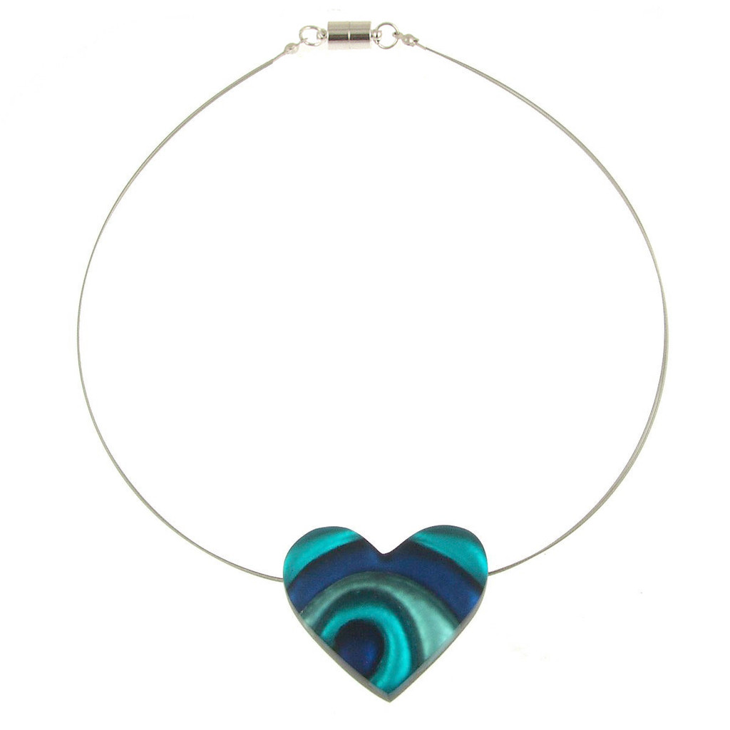2106-2 - HEART SWIRL PENDANT - TURQUOISE COMBI