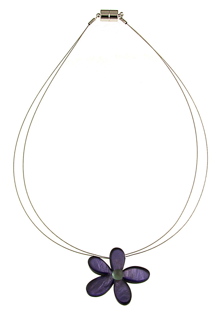 2038-4 - SMALL FLOWER PENDANT - PURPLE - 18"