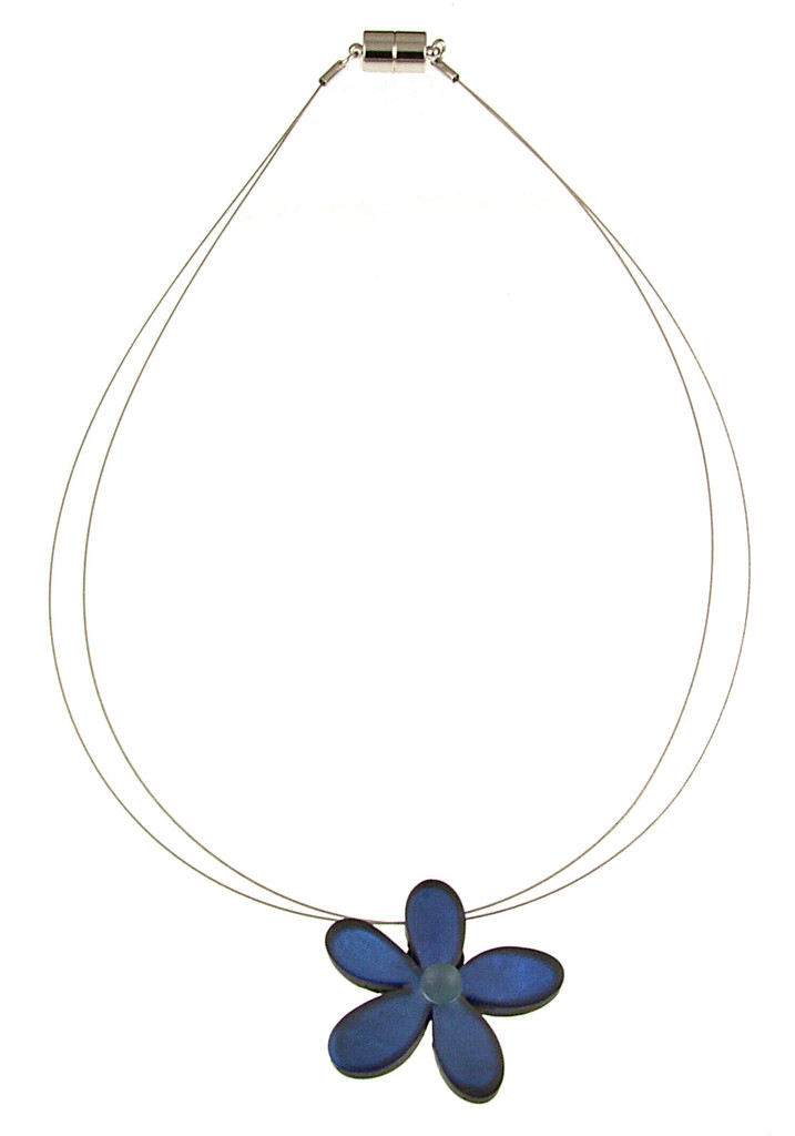 2038-29 - SMALL FLOWER PENDANT - DARK BLUE - 18"
