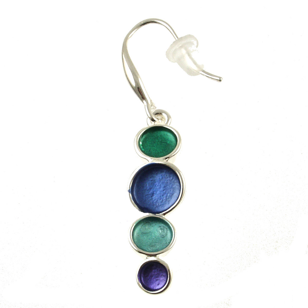 7037-3 - GREEN/TURQUOISE/PURPLE DOT EARRING - 0.75"