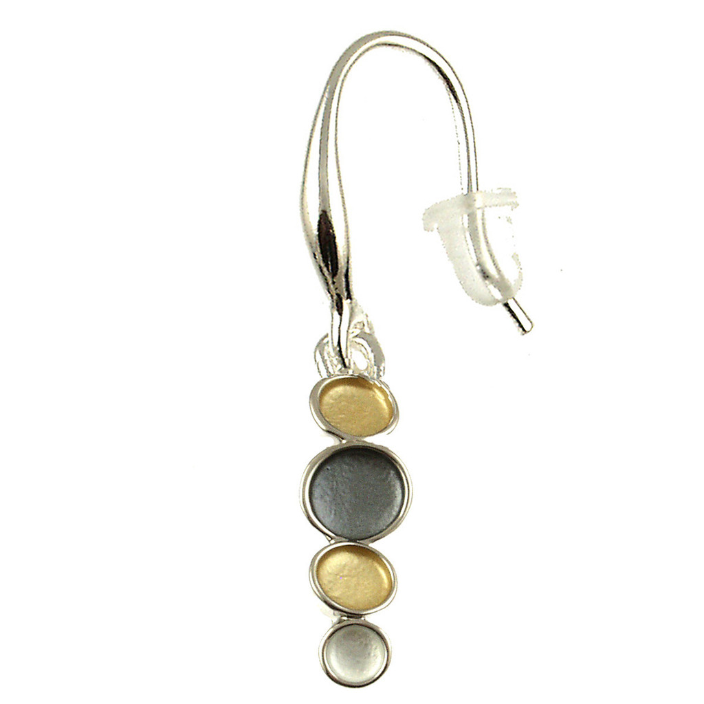 7037--7 - SILVER/GOLD/GREY DOT EARRING - 0.75"