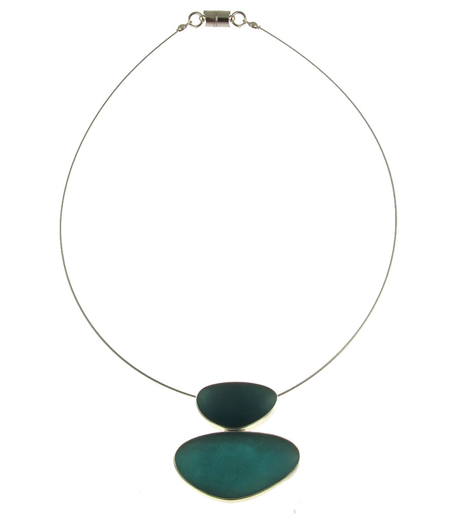 2233-33 - TWO TONE PEBBLE PENDANT - 17" MERMAID GREENS